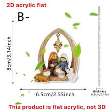1/4pcs Holy Family Christmas Ornament, 2D Flat Acrylic Pendant, Nativity Scene Hanging Decoration, Suitable For Home Walls, Windows, Car Rearview Mirror Decoration, Religious Souvenir, Easter Gift - Multicolor - View 13