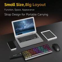 Teclado mecánico de juego AJAZZ 65% Mini, interruptor rojo, 68 teclas compacto con cable para oficina, NK68 V2 retroiluminación RGB, sensación mecánica ergonómica, accesorio de oficina, plug and play DIY, compatible con varios sistemas para juegos y oficina - Multicolor - Ver 8