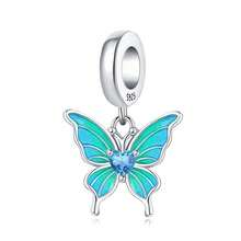 Cute Panda Animal 925 Sterling Silver Charms For Bracelets And Necklace Dangle Pendants Butterfly Elephant Dog Bead Jewelry Present For Women Family Friends - 藍寶石蝴蝶 - 查看 1