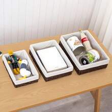 CYPN3 Piezas Canastas OrganizadorasCanasta para Baño Organizador Canastas de Mimbre Tejida a Mano Cesta de Almacenamiento para Hogar Dormitorio Baño y Entrada Cestos Organizadores BasketFashion - 223398512 - Ver 8