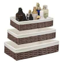 CYPN3 Piezas Canastas OrganizadorasCanasta para Baño Organizador Canastas de Mimbre Tejida a Mano Cesta de Almacenamiento para Hogar Dormitorio Baño y Entrada Cestos Organizadores BasketFashion - 223398512 - Ver 9