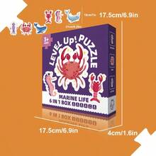 1件套6合1拼图套装：生动多彩的恐龙、动物和海洋生物主题拼图，适合3岁以上儿童——增强精细动作技能、认知发展和脑力训练，互动趣味室内学习拼图，男孩女孩皆宜，圣诞节、万圣节、生日礼物佳选。 - 彩色 - 查看 3