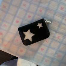 Korean Style Star Card Holder, Minimalist Fashion Portable Multi-Functional Travel Document Purse. - màu đen - Xem 5