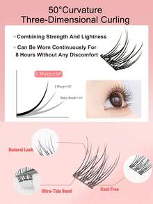 Lvcheryl 80/100/120簇假睫毛，自粘型，全新升级，更柔软，无需胶水 - C - 查看 11