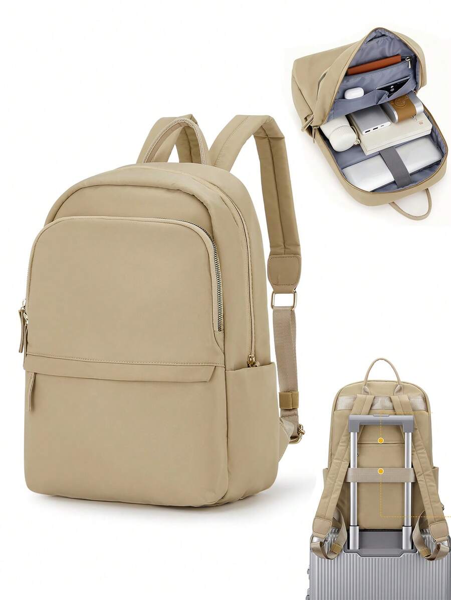 Women's Laptop Backpack, Fits 14/15 Inch Laptops, Fashionable Water-Resistant Lightweight Bookbag, Suitable For Travel, Work, Business, Teachers, Nurses, With Laptop Compartment, Fashionable Backpack/Wallet For Women And Girls, Girls' Daily Backpack/Schoolbag, Random Shipment Of New And Old Versions - Màu Khaki - Xem 1