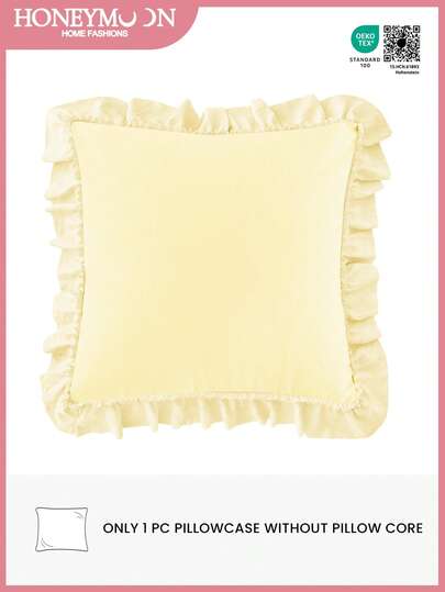 1 adet Romantik Fransız Fırfırlı Kapitone Zarf Yastık Kılıfı (Yastık İç Dolgusu Dahil Değildir), Şık Romantik Dekoratif Yastık Kılıfı, Yatak Odası/Yurt Odası/Kanepe İçin Uygun, Çiftler ve Arkadaşlar İçin Hediye. Makinede Yıkanabilir, Oeko-Tex Sertifikalı, Açık Sarı