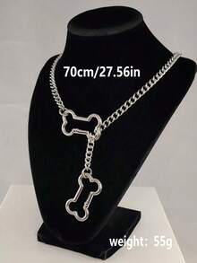 A Simple Yet Stylish Silver Hollow Metal Chain Necklace, Suitable For Both Men And Women, Perfect For Everyday Wear, Parties, And Special Occasions. - Silver - View 9