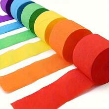 6 Rolls Crinkle Paper Ribbons, Random Style, Pastel Rainbow Colors, Suitable For Birthday Party, Wedding, Graduation, Mother's Day, Easter Decoration, DIY Crafts, Party Decor, Event Styling, Lightweight Material, Easy To Hang, Celebration Decoration, Party Planner, Event Organizer - Multicolor - View 6