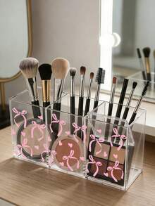 粉色蝴蝶结亚克力化妆刷收纳架，化妆刷整理盒，浴室梳妆台面收纳架，可放置化妆刷、铅笔、口红等，适用于厨房、卧室、客厅、浴室，是馈赠亲友的绝佳礼物，也可作为化妆包、化妆品收纳盒、洗漱包、桌面收纳盒使用。 - 彩色 - 查看 4