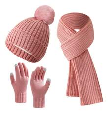 TendenciaGorro Bufanda Conjunto Para Frio Invierno Tejido Lana  MujerCalidad premium - Beige - Ver 1