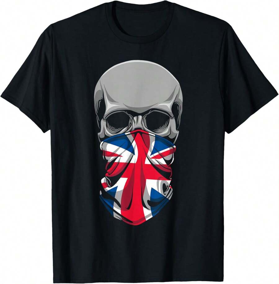 Union Jack - British Flag - Masked Skull Union Flag T-Shirt - Black - View 1