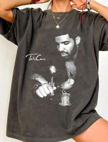 Drake-Shirt Merch Graphic Tee Takecare Rare Hop Graphic Print JNWQ - Đen 2 - Xem 1
