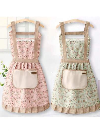 1 pieza Delantal estilo princesa, lavable, con correa de hebilla, tela resistente al aceite para uso doméstico en la cocina y catering, con bolsillo grande; 1 pieza Delantal de plástico impermeable y resistente al aceite, adecuado para lavar platos, cocinar, trabajos de laboratorio, carnicería, aseo de mascotas, limpieza de pescado, limpieza general, mantiene limpio y seco, aplicable para la cocina, el baño, el hogar, artículos del hogar