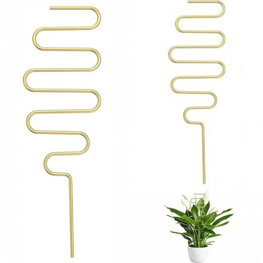 1pc Plant Trellis, Plant Grid Rack, Vine Climbing Support, Decorative Frame, Garden Potted Plant Decor, Home Decor Gift - Gold - View 1