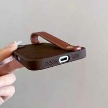 钥匙扣挂绳奢华新月图案腕带棕色手机壳，兼容 17 Pro Max、17 Pro、17、16、15、14、13、12、11 Pro Max Plus，优雅柔软的女士后盖 - 棕色 - 查看 7