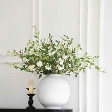 Artificial Flowers With Greenery Stems Faux Plants Indoor Branches For Tall Vase Ultra-Realistic, 9 Pcs Wedding Centerpieces, Home Decor & DIY Bouquets - White - 查看 1