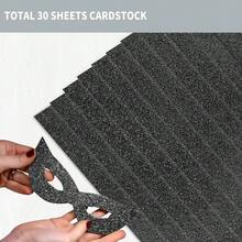 30 Sheets Black Glitter Cardstock 8.5 X 11 Inches, 230gsm Premium Sparkling Card Stock Paper For Card MaFKing DIY Wedding Birthday Craft Party Decoration Schoolsss Student Supplies (Black) - Black - 查看 4