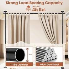 Room Divider Curtain Rod, No Drilling Room Separator For Space Partition Adjustable 4-10ft(H) 28-70inch(W) Heavy Duty Temporary Wall Divider Floor To Ceiling Tension Rod, Black - 杏色 - 查看 5