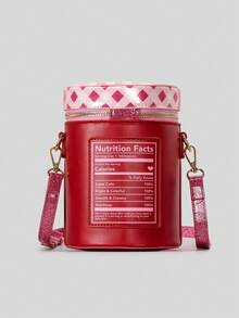 创意复古樱桃字母水桶包卡通设计单肩斜挎包可爱手提包女士 - 紅色 - 查看 3