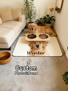 1 Peça Tapete Personalizado para Ração de Animais de Estimação, Tapete para Ração com Foto e Nome Personalizado de Animal de Estimação, Tapete Personalizado para Tigela de Cachorro/Gato, Design com Foto e Nome, Tapete para Refeição de Animais de Estimação para Amantes de Cachorros, Perfeito para o Dia dos Namorados e Ocasiões Especiais - Multicolorido - Visão 2
