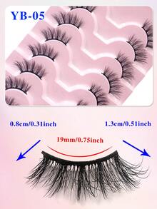 ENCHUW 8 pares de pestañas postizas sedosas y esponjosas de aspecto natural, con efecto tridimensional de visón falso, para uso diario - Negro - Ver 2