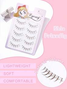 5对卡通假睫毛，棕色迷你恶魔款，自然柔软，透明睫毛梗，仿貂毛材质，长度3-12毫米，适合韩国流行女团使用。 - 尖尾漫畫款 - 查看 3