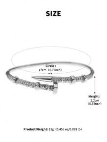 1pc Elegant Copper Zirconia Inlaid Women's Bracelet, Luxury Style Wedding Guest Favor - Multicolor - View 11