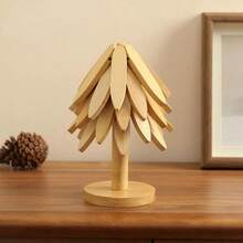 一套胡桃木树形隔热垫套装 - 天然树形隔热垫套装 - 5 个木质隔热垫和 1 个支架，可折叠木质隔热垫，适用于厨房，可用于放置热菜、锅、碗、茶壶、保温器、隔热垫、杯垫、砂锅垫，树形设计，家用耐热餐垫，高品质杯垫，现代简约餐垫，圣诞礼物 - 彩色 - 查看 5