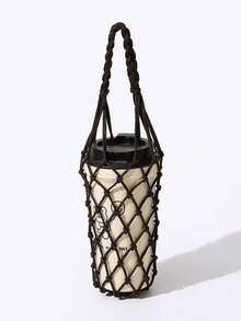 1pc Handmade Woven Net Bag, Reusable For Water Cup, Coffee, Portable Bottle Holder, Decoration, Storage, Suitable As Gift For Friends, Relatives, Classmates - Multicolor - View 10