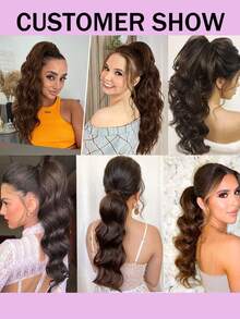 Claw Clip Drawstring Ponytail Extensions, Wavy Curly Fake Ponytail, Human Hair Clip-In Ponytail Wig, Easy To Create Fluffy Natural Hairstyle, Ideal For Daily Styling And Party Occasions - S4 - View 5