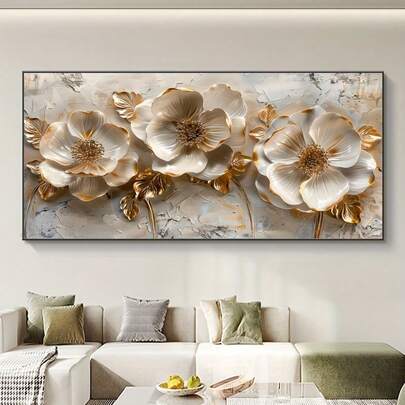 1 pieza Arte de pared de lienzo con flor abstracta, impresión de flor con textura moderna sin marco, decoración universal para días festivos, estilo nórdico para sala de estar, dormitorio, pasillo