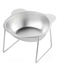 15° Tilted Stainless Steel Cat Raised Feeder Bowl, Neck Protection, Healthy Feeding, Anti-Crack Anti-Drop Pet Bowl