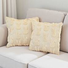 1pc Easter Decoration, Beige Rabbit, Soft & Fluffy Faux Wool Decor Farmhouse Style Throw Pillow Cover, Suitable For Sofa, Home Decor, Living Room, Bed, Holiday Decoration - Beige - View 7