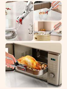 Pinzas resistentes al calor de varios ángulos, aptas para microondas, bandeja de pizza, tostadora, freidora de aire, horno y talla grande - Multicolor - Ver 3