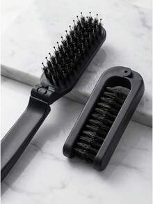 2-In-1 Folding Boar Bristle Hair Brush - Portable Travel Hairbrush With Scalp Massage, Compact Foldable Design For Smooth & Shiny Hair - 3公升 - 查看 8