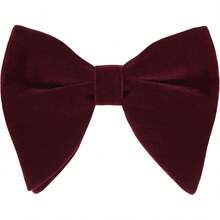 Oversize Velvet Pre-Tied Bow Tie For Men Solid Color Formal Tuxedo Accessory Adjustable Fit - 056-maroon(velvet) - View 1