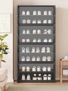 Wielofunkcyjna, przezroczysta, pyłoszczelna szafka na buty z klapką, 1/2", łatwa w montażu, z pokrywą, szafa na buty, regał, półka na buty, niezależna ekspozycja, nie wymaga montażu, regał wolnostojący, regał na książki, nadaje się do sypialni i salonu, przechowywania w pomieszczeniach, sypialni, kuchni, salonu, gabinetu, biura, przechowywania w okresie świątecznym, prezentów świątecznych i bożonarodzeniowych - Wielokolorowe - Zobacz 3