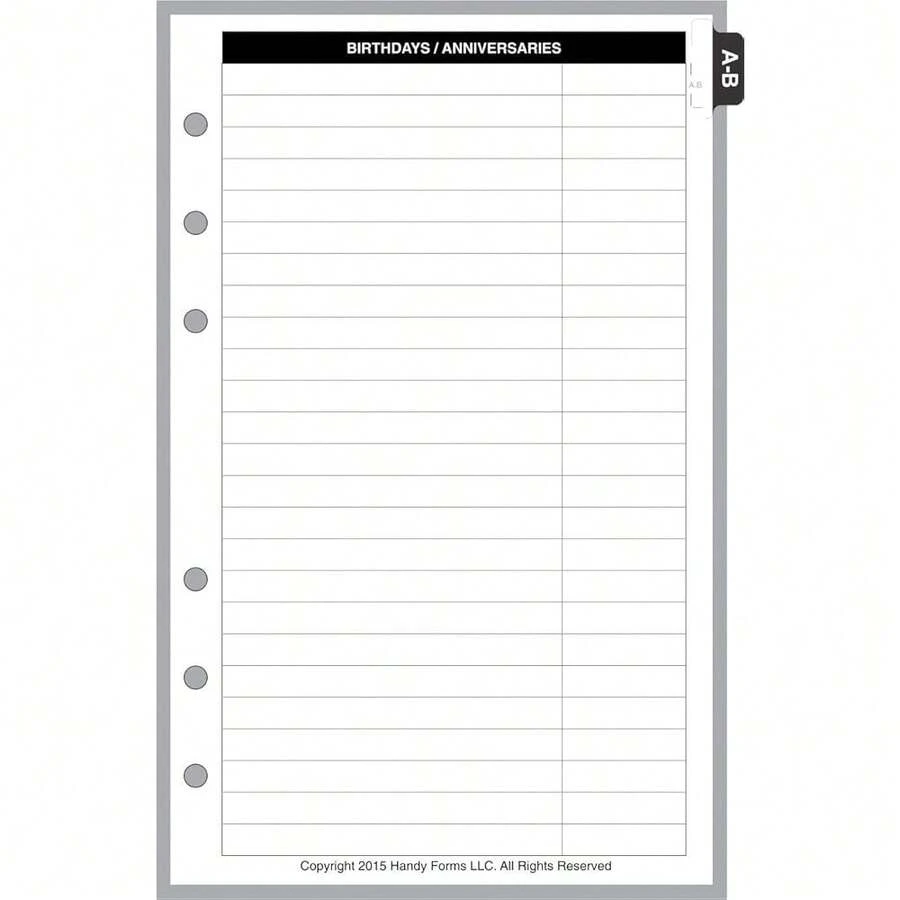 Compact Size Name & Address Refill, Sized And Punched For Franklin Covey Compact And Other Notebooks (4.25\ X 6.75\) - Name & Address - View 1
