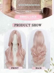 30英寸长，波浪形，中分粉色合成假发，前部有蕾丝细节；自然柔顺，适合日常佩戴或参加派对。 - 彩色 - 查看 4