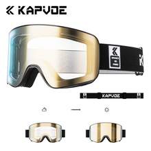 KAPVOE 变色滑雪镜，冬季户外运动翻盖式滑雪镜，雪地摩托/单板滑雪镜，防雾滑冰眼镜，男女通用，UV400 防紫外线，磁吸式雪上运动装备，滑雪配件 - 彩色 - 查看 19