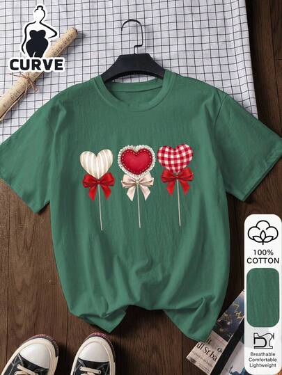 Camiseta de manga corta de 100% algodón con estampado de piruleta con forma de corazón para mujer de talla grande, camiseta deportiva vintage, camiseta gráfica de estilo callejero - 100% algodón premium de manga corta, camiseta de la suerte de San Patricio, camiseta de Pascua, camiseta de 100% algodón - Parte superior divertida, Vuelta al colegio 2026, Moda inspirada en la escuela, Esenciales para volver al colegio, Primer día de colegio, Looks de vuelta al colegio 2026