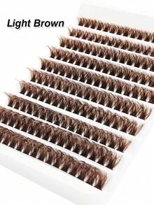 Rikuaild 10 Rows 160 PCS D Curl Brown Eyelashes Extension 100D 9-16mm Mixed Length Thick&Fluffy&Natural Look For Self Use At Home Or On-The-Go Daily Life&Dating&Travel Reusable Brown Individual Lashes Makeup - D - Xem 3