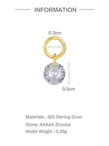 1pc DIY 18K Solid Gold CZ Dangle Hoop Charm Earring Chain Drop Pendent Accessory Dainty Cartilage Helix Tragus Lobe Piercing Gift For Her