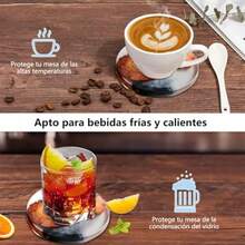 hyg6 Piezas Portavasos para MesaJuego de Decoracion Hogar Nuevo Juego Posavasos Resina Transparente Nogal Moda y novedoso Coasters para Varios Tipos Vasos de Agua y Copas Vino Mesa de Centrojuh - Transparente - Ver 3