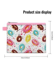 5.5" X 4.1" Dinosaur Coin Purse, Donut Zipper Wallet Pouch, Cute Dog Print, Oxford Cloth Durable Clutch, Easy To Clean Key Bag, Children's Gift, Perfect Birthday Gift