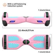 300W 7.5MPH Hoverboard For Kids, 7.5 Mile Range, 3H Charge, 6.5" Wheels, Bluetooth & Corlorful LED Lights, Ideal Gifts For Kids Boys & Girls,Christmas Gifts Halloween Gifts - 淺粉色 - 查看 6