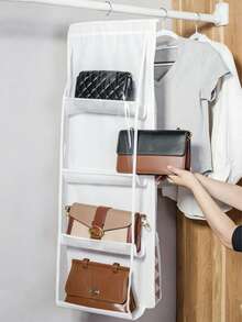 Nonwoven Fabric Visible Bag Dust Cover Storage Bag, Hanging Rotatable Wallet Handbag Storage Rack, Large Capacity Transparent Hanging Rack Bag Storage Rack, Bedroom Wardrobe Cabinet Space-Saving Storage Bag. - Multicolor - View 4