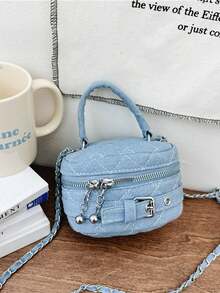 1pc Mini Cute Coin Purse, Fluffy Bucket Bag For Autumn/Winter, Chain Shoulder Crossbody Bag, Suitable For Parent-Child Interaction, Multiple Colors Available, Ideal For Travel, Shopping And Various Occasions, Perfect Gift For Halloween, Thanksgiving, Christmas - Best Seller - Denim Bucket Bag - View 9