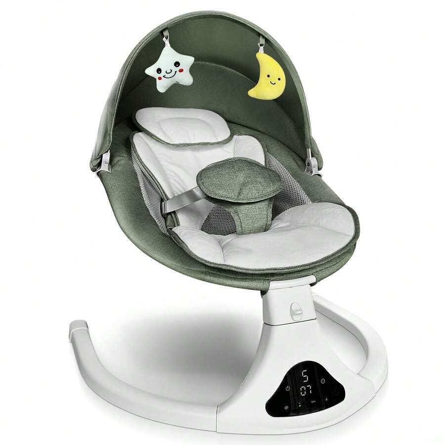 Baby Swing For Infants To Toddler, Portable Baby Swing With Remote Control, 5 Speeds, 3-Point Harness For Newborn  (Green) - 綠色 - 查看 1