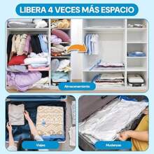 6 Piezas Bolsas de Almacenamiento al Vaco con Bomba Elctrica, Almacenamiento Reutilizable, Bolsas de Compresin para Ahorrar Espacio 80%, Almacenar Edredones ropa Almohadas Mantas (80 * 120 6 pcs) - 80*120 6 piezas - Ver 8